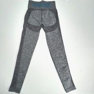 GYMSHARK Women Size S  FLex High Waist Leggings Heather Gray Blue Logo Contour